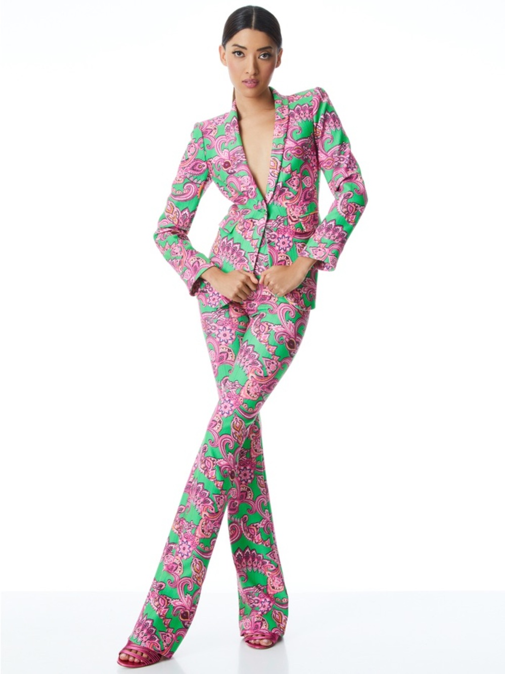 Alice + Olivia MACEY CUFFED SHAWL COLLAR BLAZER - Picture 4 of 11